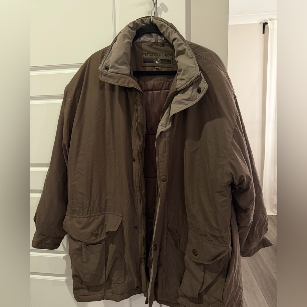Vintage Members Only Men's Brown Military Jacket